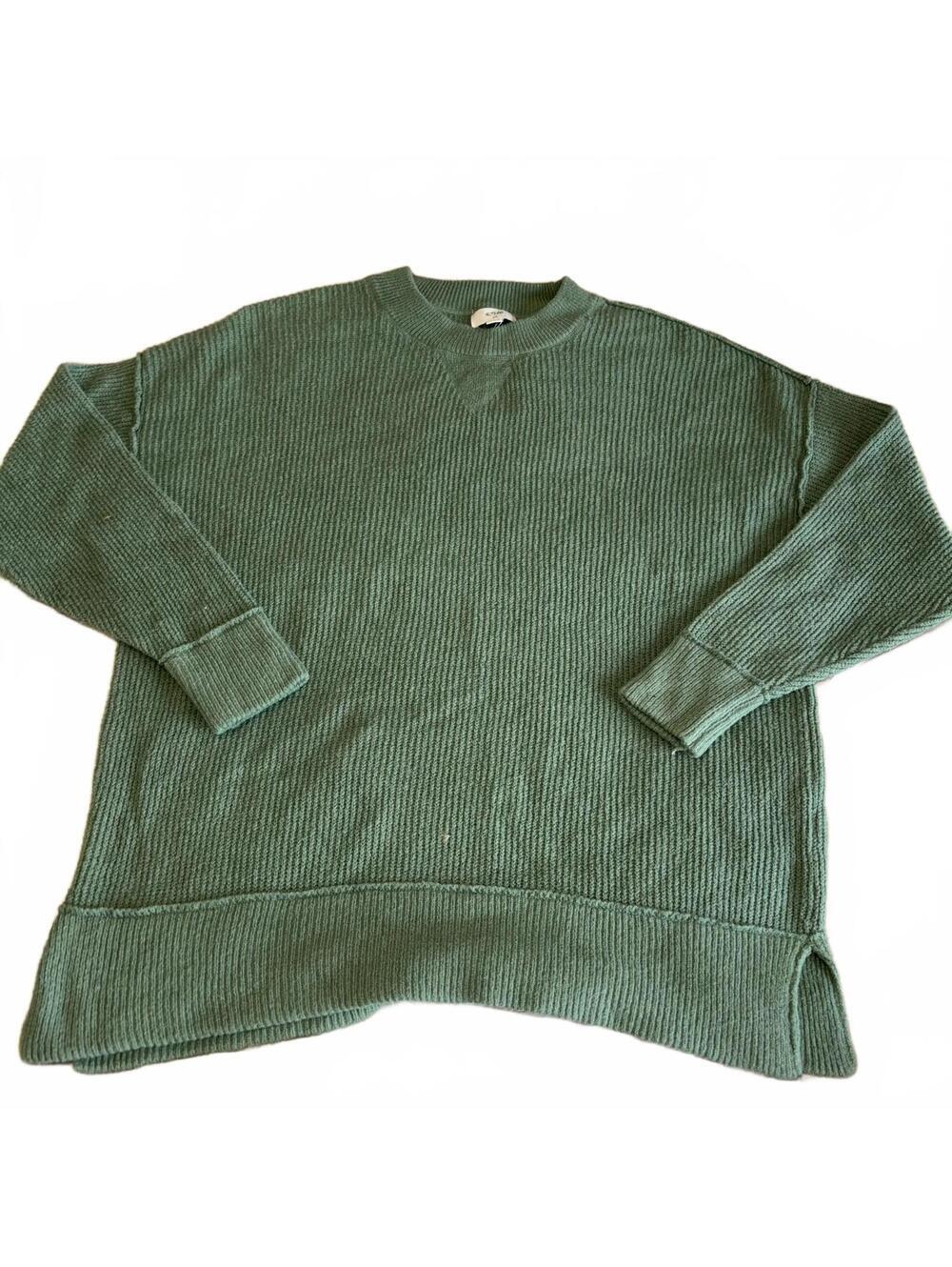 Aerie Cozy Ribbed Knit Crewneck Sweater RN: 54485 In Green, Woman’s Size Small - Picture 2 of 7